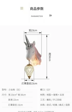 Unicorn LED Wall Lamp - Cute Night Light Decor