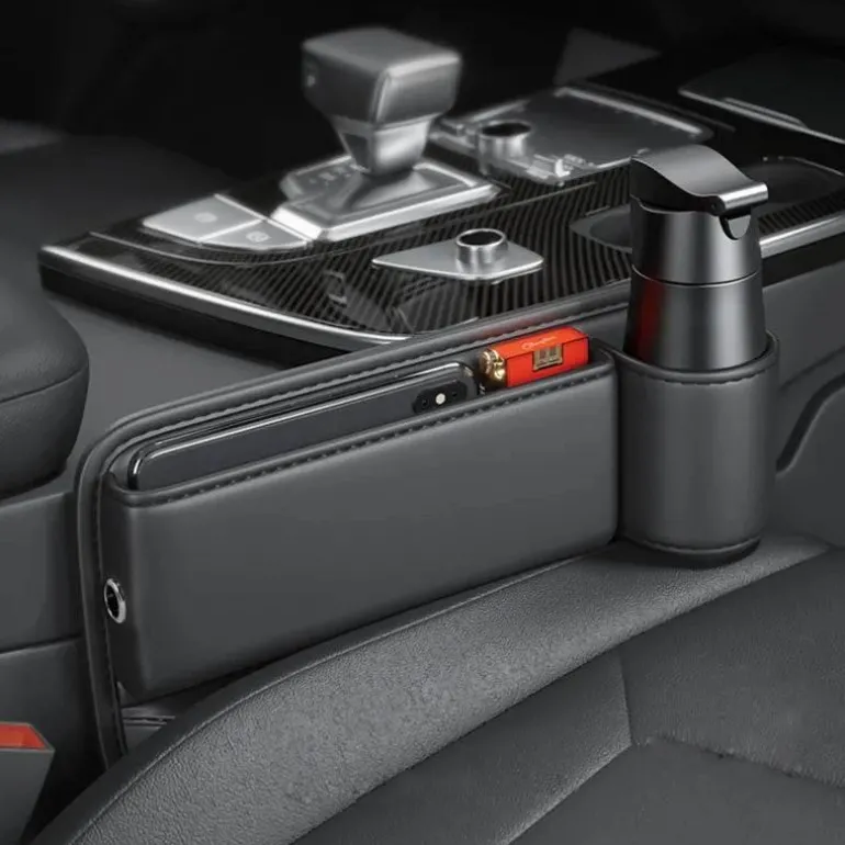 Universal-Getränkehalter-Auto-Organizer – Aufbewahrungslösung aus Leder für die Sitzlücke