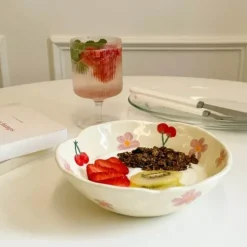 Unregelmäßige Keramikschale für Obst und Snacks – perfekte Dessertschale für Mädchen