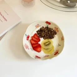 Unregelmäßige Keramikschale für Obst und Snacks – perfekte Dessertschale für Mädchen
