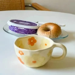 Unregelmäßiges Keramikbecher-Set im koreanischen Stil für Frühstückstee