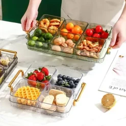 Unterteiltes Snacktablett - Servierplatte mit 6 Fächern für Obst und Nüsse