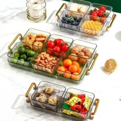 Unterteiltes Snacktablett - Servierplatte mit 6 Fächern für Obst und Nüsse