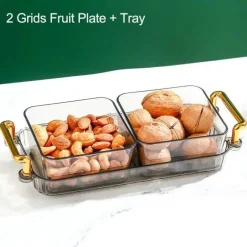 Unterteiltes Snacktablett - Servierplatte mit 6 Fächern für Obst und Nüsse