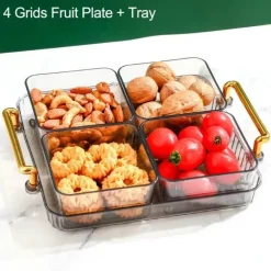 Unterteiltes Snacktablett - Servierplatte mit 6 Fächern für Obst und Nüsse