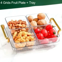Unterteiltes Snacktablett - Servierplatte mit 6 Fächern für Obst und Nüsse