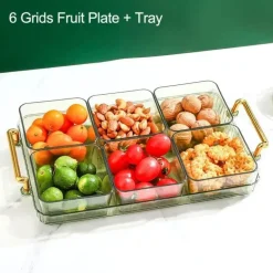 Unterteiltes Snacktablett - Servierplatte mit 6 Fächern für Obst und Nüsse