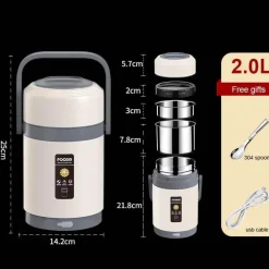 USB-beheizte Lunchbox - Speisenwärmer aus Edelstahl