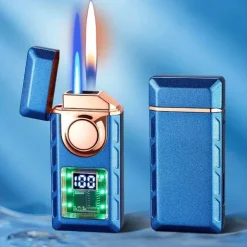 USB-Feuerzeug mit Doppelflamme – Buntes, wiederaufladbares, sprachgesteuertes Feuerzeug