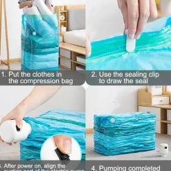 Vakuum-Aufbewahrungsbeutel mit Pumpe – platzsparender Organizer