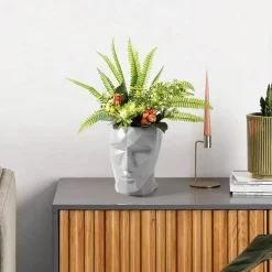 Vase mit geometrischem Gesicht – modernes nordisches Dekor