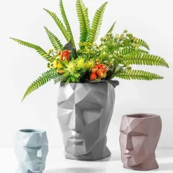 Vase mit geometrischem Gesicht – modernes nordisches Dekor