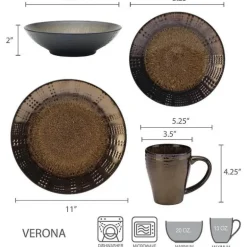 Verona 16-teiliges Geschirrset in verschiedenen Farben für elegantes Essen