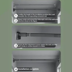 Verstellbare Gardinenstange mit Spannvorrichtung, Teleskopstange ohne Bohren