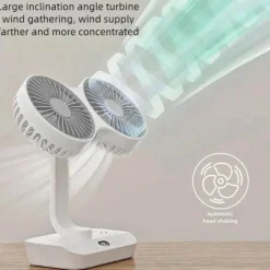 Verstellbare Ventilatorlampe mit Doppelkopf - Tragbares Nachtlicht mit Doppelkopf