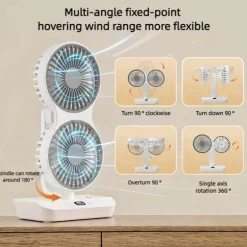 Verstellbare Ventilatorlampe mit Doppelkopf - Tragbares Nachtlicht mit Doppelkopf