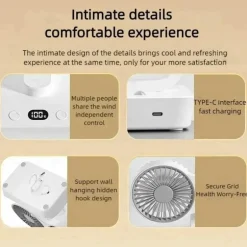 Verstellbare Ventilatorlampe mit Doppelkopf - Tragbares Nachtlicht mit Doppelkopf