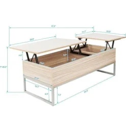 Verstellbarer Couchtisch mit anhebbarer Platte – Modernes Design mit verstecktem Fach