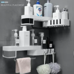Verstellbarer, drehbarer Wandregal-Organizer – Aufbewahrungslösung für Badezimmershampoo