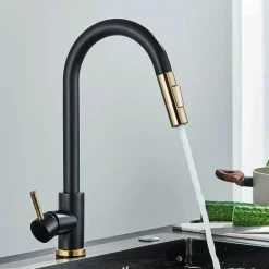 Verstellbarer goldener hoher Wasserhahn – minimalistisches Design