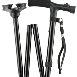 Verstellbarer LED-Gehstock – Rutschfester Stützstock