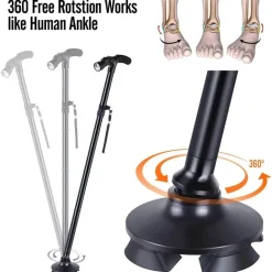 Verstellbarer LED-Gehstock – Rutschfester Stützstock