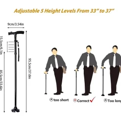 Verstellbarer LED-Gehstock – Rutschfester Stützstock
