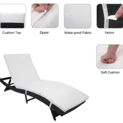 Verstellbarer Loungesessel aus Korbgeflecht – tragbare Sonnenliege für den Außenbereich für den Terrassenpool