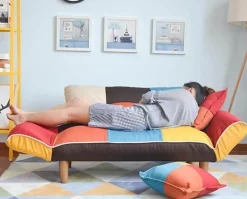 Verstellbares Zweisitzer-Sofa – farbenfrohes, modernes Stoffsofa