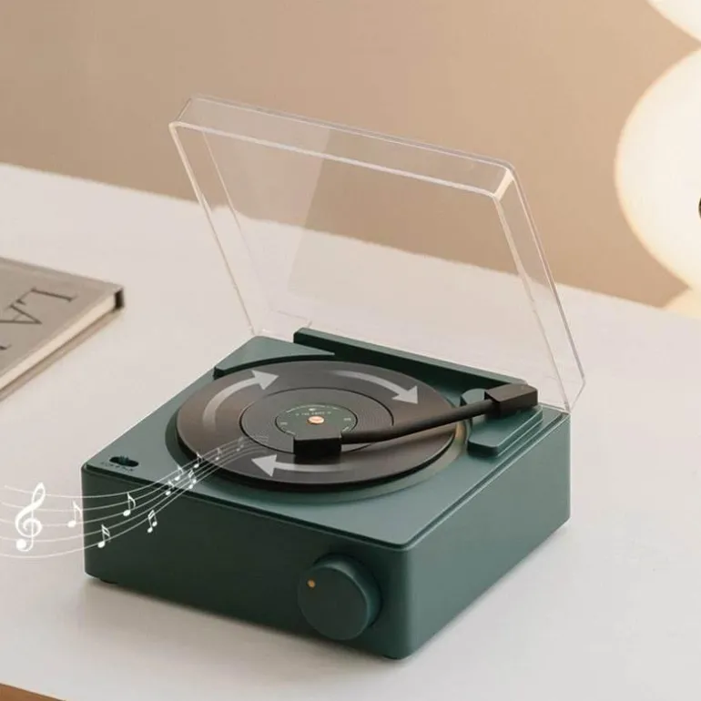 Vintage Bluetooth Plattenspieler - Retro Mini Lautsprecher