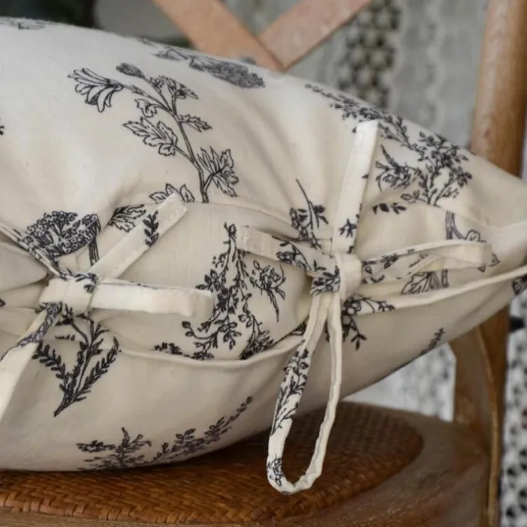 Vintage Blumen Kissenbezug - Line Art Kissen für Sofa Dekor