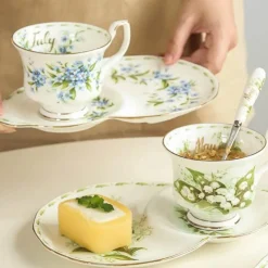 Vintage Bone China Kaffeetassen-Set – Phnom Penh Design für das Home Office