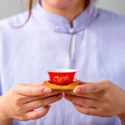 Vintage Chinesisches Goldenes Drachen Porzellan Teetassen Set - Keramikbecher