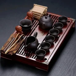 Vintage Chinesisches Teetablett-Set - Elegantes traditionelles Teeservice