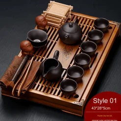 Vintage Chinesisches Teetablett-Set - Elegantes traditionelles Teeservice