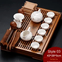 Vintage Chinesisches Teetablett-Set - Elegantes traditionelles Teeservice