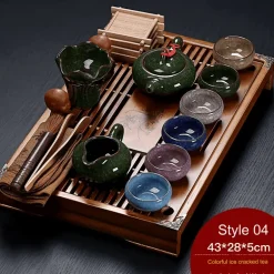 Vintage Chinesisches Teetablett-Set - Elegantes traditionelles Teeservice