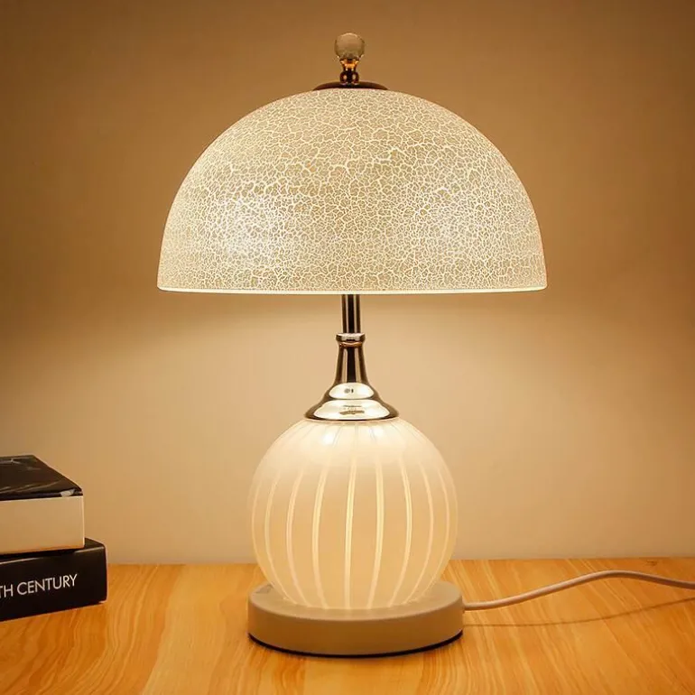 Vintage Crackle Glas Tischlampe - Retro Home Decor Beleuchtung