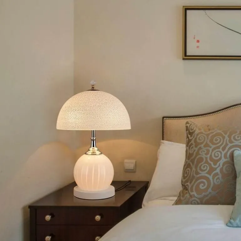 Vintage Crackle Glas Tischlampe - Retro Home Decor Beleuchtung