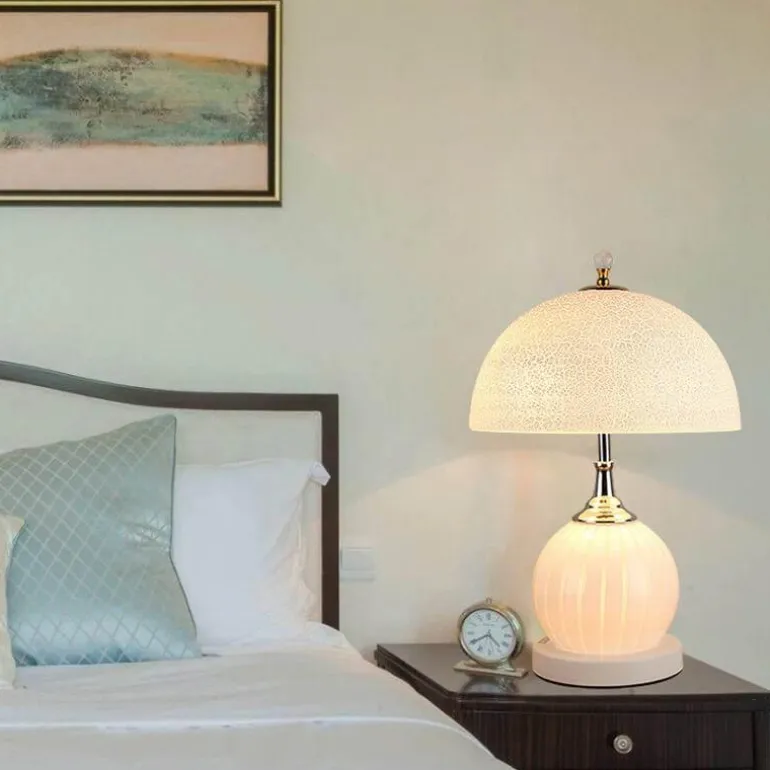 Vintage Crackle Glas Tischlampe - Retro Home Decor Beleuchtung