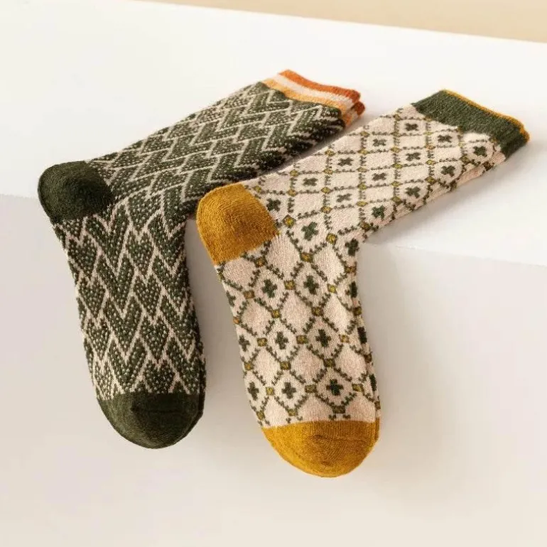 Vintage Damen Crew Socken - Retro Gemütliches Schuhwerk