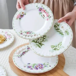Vintage Flower Bone China Teller - Elegantes Küchengeschirr