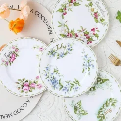 Vintage Flower Bone China Teller - Elegantes Küchengeschirr