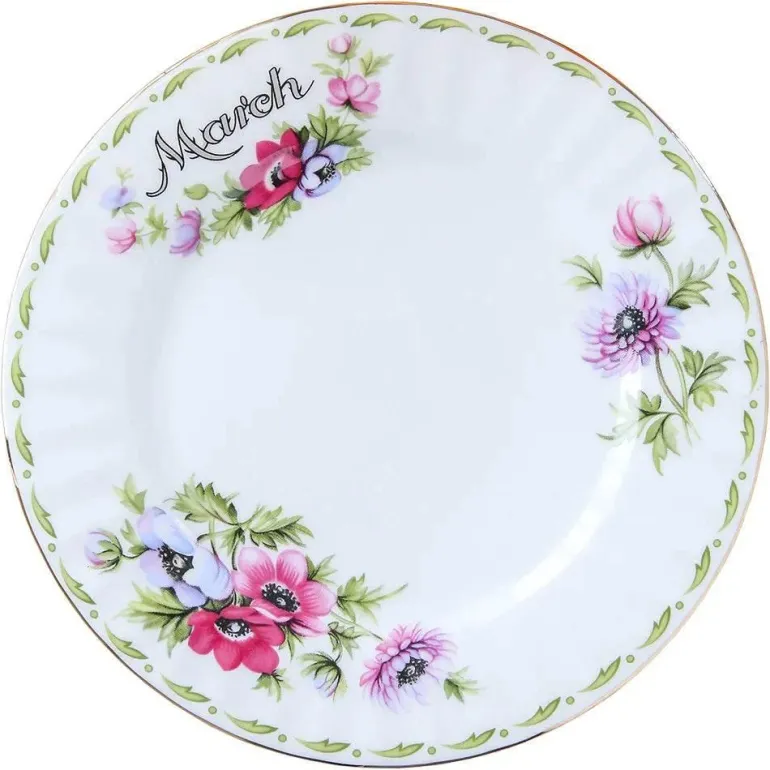 Vintage Flower Bone China Teller - Elegantes Küchengeschirr