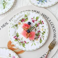 Vintage Flower Bone China Teller - Elegantes Küchengeschirr
