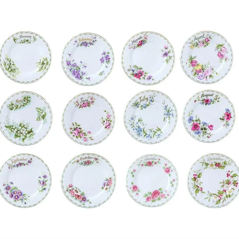 Vintage Flower Bone China Teller - Elegantes Küchengeschirr
