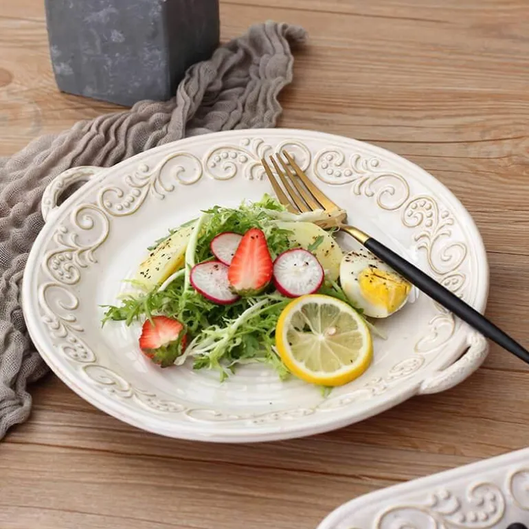 Vintage geprägter Keramikteller - Dekoratives Geschirr