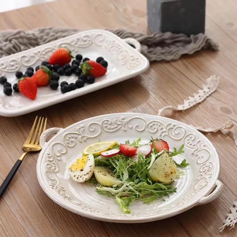 Vintage geprägter Keramikteller - Dekoratives Geschirr