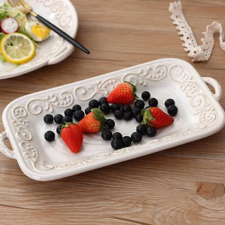 Vintage geprägter Keramikteller - Dekoratives Geschirr