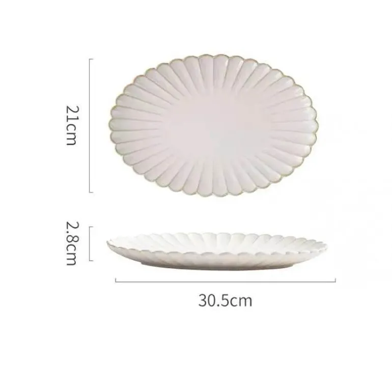 Vintage Gestreiftes Esstischset aus Keramik - Küchengeschirr